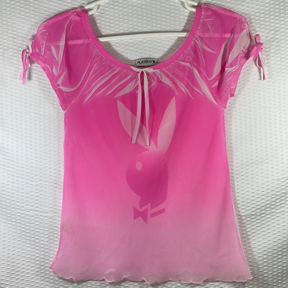 💓Playboy Hot Pink Semi Sheer Top Size S💓